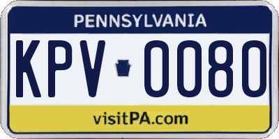 PA license plate KPV0080