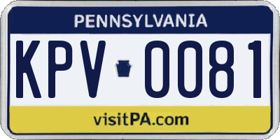 PA license plate KPV0081