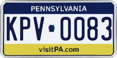 PA license plate KPV0083