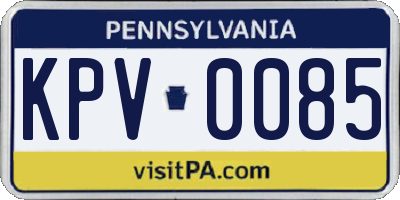 PA license plate KPV0085