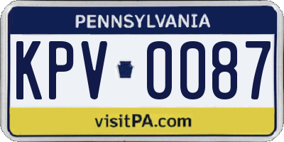 PA license plate KPV0087
