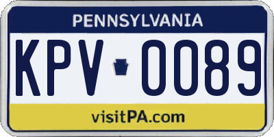 PA license plate KPV0089