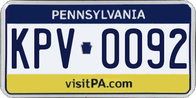 PA license plate KPV0092