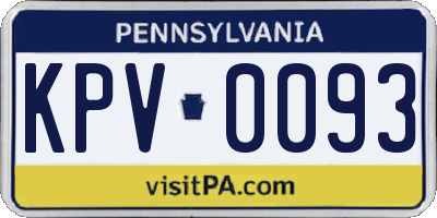 PA license plate KPV0093
