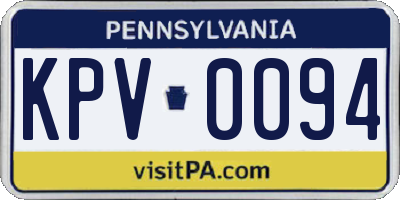 PA license plate KPV0094