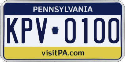 PA license plate KPV0100