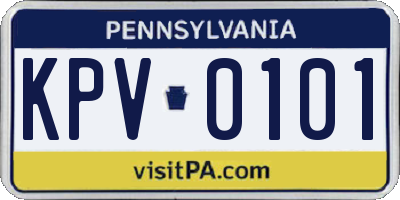 PA license plate KPV0101