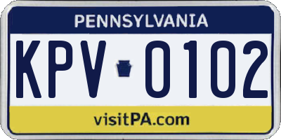 PA license plate KPV0102