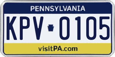 PA license plate KPV0105