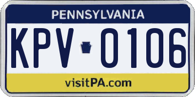 PA license plate KPV0106
