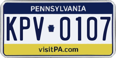 PA license plate KPV0107