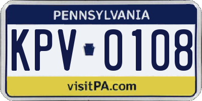 PA license plate KPV0108