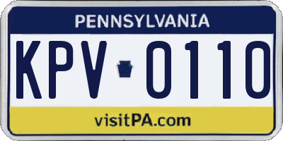 PA license plate KPV0110