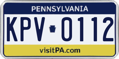 PA license plate KPV0112