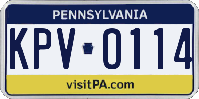 PA license plate KPV0114