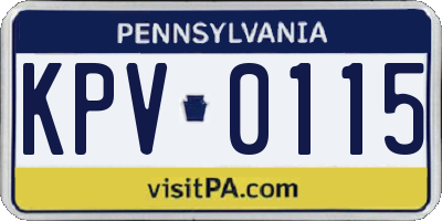 PA license plate KPV0115
