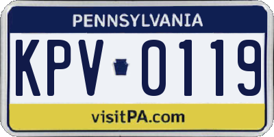 PA license plate KPV0119