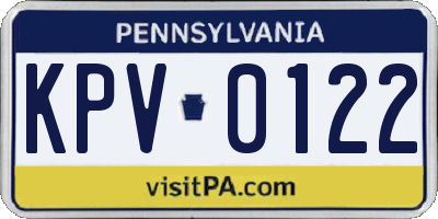 PA license plate KPV0122
