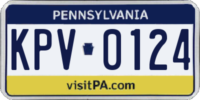 PA license plate KPV0124