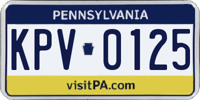 PA license plate KPV0125