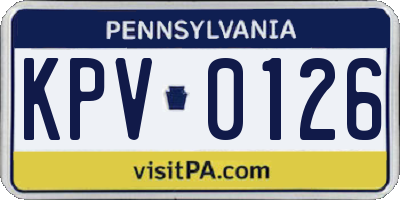PA license plate KPV0126