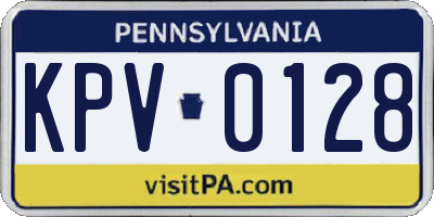 PA license plate KPV0128