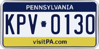 PA license plate KPV0130