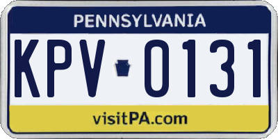 PA license plate KPV0131