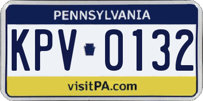 PA license plate KPV0132