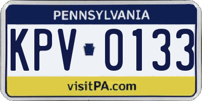 PA license plate KPV0133