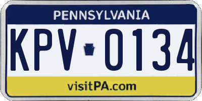 PA license plate KPV0134