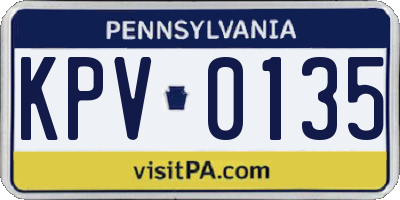 PA license plate KPV0135