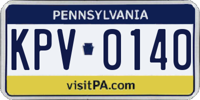 PA license plate KPV0140