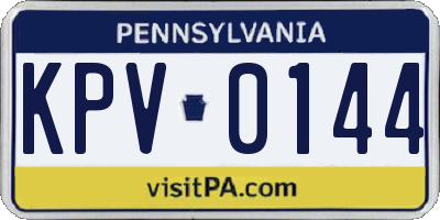 PA license plate KPV0144