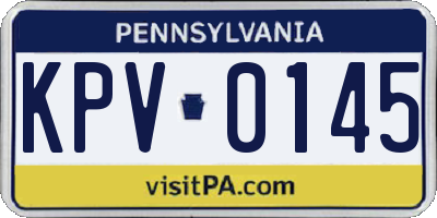 PA license plate KPV0145