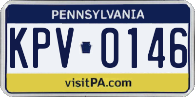 PA license plate KPV0146