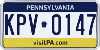PA license plate KPV0147