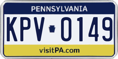 PA license plate KPV0149