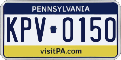 PA license plate KPV0150