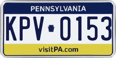 PA license plate KPV0153