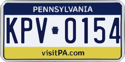 PA license plate KPV0154
