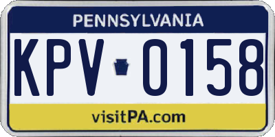 PA license plate KPV0158