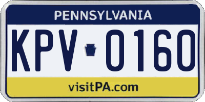 PA license plate KPV0160