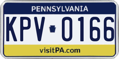 PA license plate KPV0166