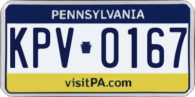 PA license plate KPV0167