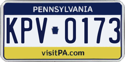 PA license plate KPV0173