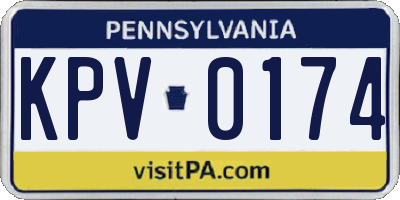 PA license plate KPV0174