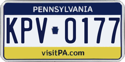 PA license plate KPV0177