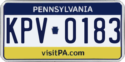 PA license plate KPV0183