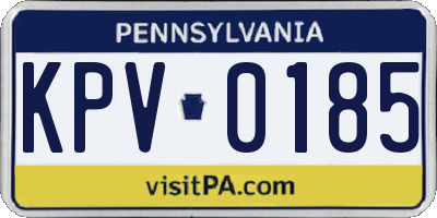 PA license plate KPV0185